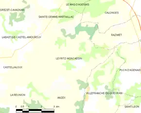 Poziția localității Leyritz-Moncassin