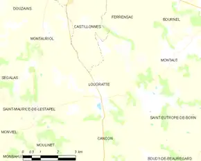 Poziția localității Lougratte