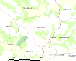 Poziția localității Massoulès