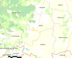 Poziția localității Mézin