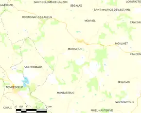 Poziția localității Monbahus