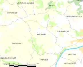 Poziția localității Monségur