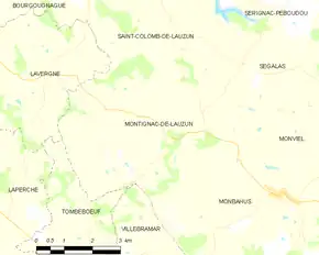 Poziția localității Montignac-de-Lauzun