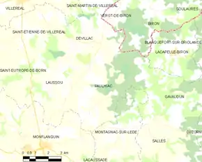 Poziția localității Paulhiac