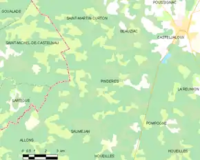 Poziția localității Pindères