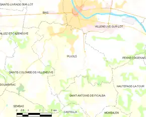 Poziția localității Pujols