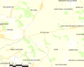 Poziția localității Puymiclan