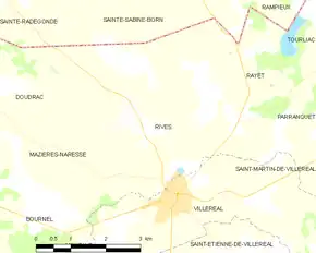 Poziția localității Rives