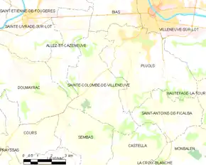 Poziția localității Sainte-Colombe-de-Villeneuve