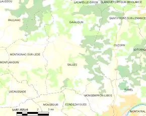Poziția localității Salles