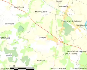 Poziția localității Samazan