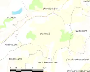 Poziția localității Sauvagnas