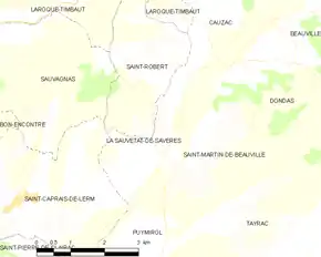 Poziția localității La Sauvetat-de-Savères