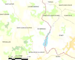 Poziția localității Soumensac