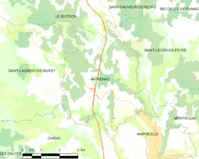 Poziția localității Antrenas