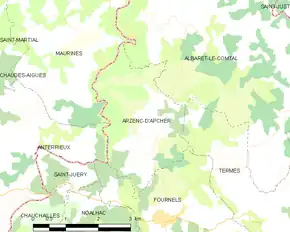 Poziția localității Arzenc-d'Apcher