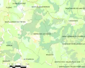Poziția localității Barre-des-Cévennes