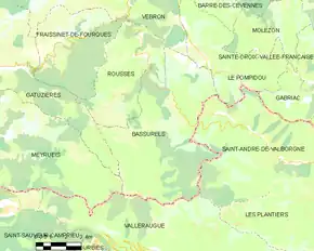 Poziția localității Bassurels