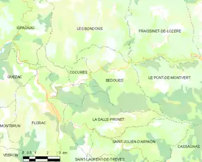 Poziția localității Bédouès