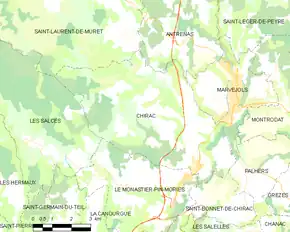 Poziția localității Chirac