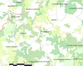 Poziția localității Fournels