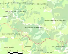 Poziția localității Moissac-Vallée-Française