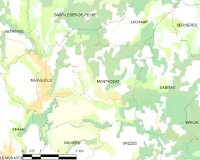 Poziția localității Montrodat