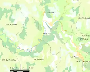 Poziția localității Quézac