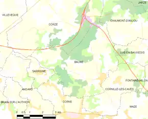 Poziția localității Bauné