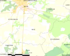 Poziția localității Bocé