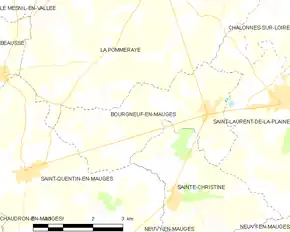 Poziția localității Bourgneuf-en-Mauges