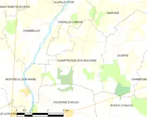 Poziția localității Champteussé-sur-Baconne