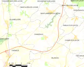 Poziția localității Chanzeaux