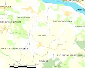 Poziția localității Coutures