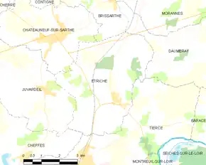 Poziția localității Étriché