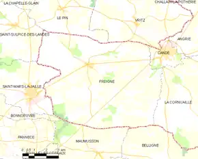 Poziția localității Freigné