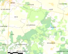 Poziția localității Le Guédeniau