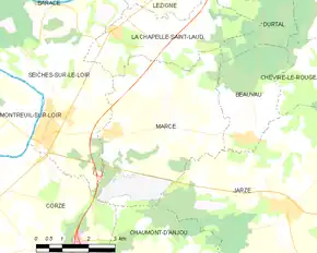 Poziția localității Marcé