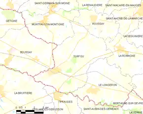 Poziția localității Torfou