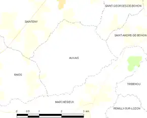 Poziția localității Auxais