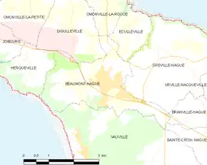 Poziția localității Beaumont-Hague