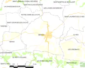 Poziția localității Brécey