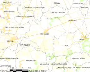 Poziția localității Cérences