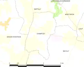 Poziția localității Champcey