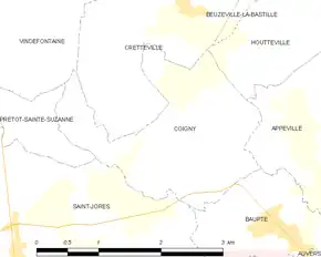 Poziția localității Coigny