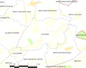 Poziția localității Couvains