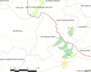 Poziția localității Le Fresne-Poret