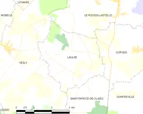 Poziția localității Laulne