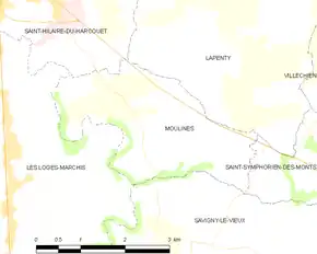 Poziția localității Moulines