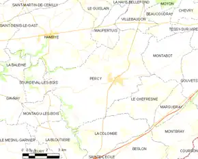 Poziția localității Percy